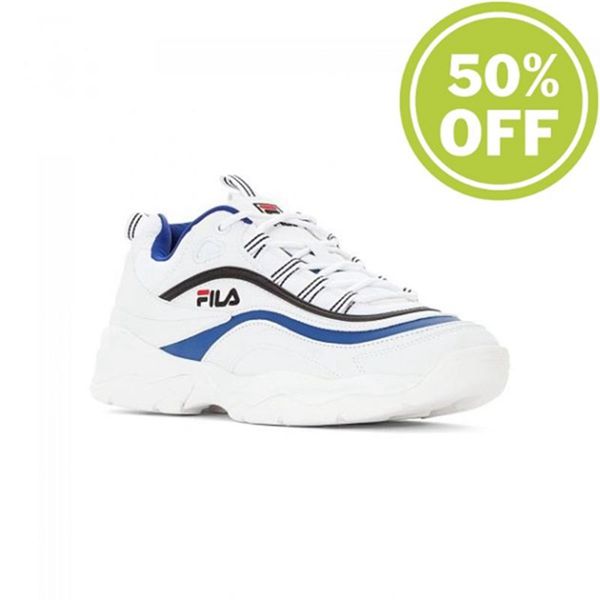 Fila Ray Low Men's Sneakers - White/Blue/Black,NZ 352-83672